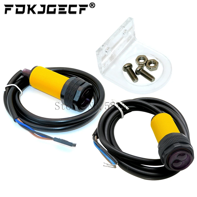 Smart Car Robot E18-D80NK Infrared Obstacle Avoidance Photoelectric Sensor Proximity Switch 3-80cm Detection Range Adjustable