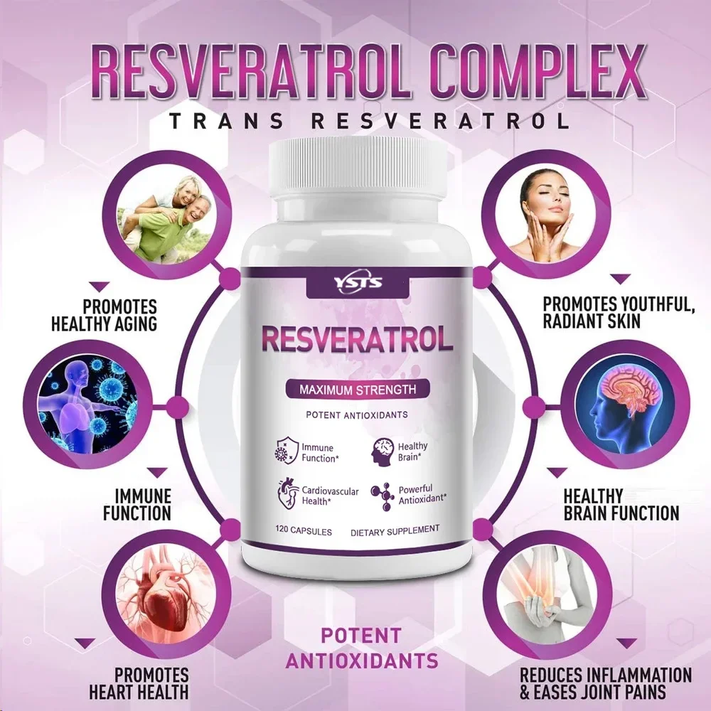 レスベラトロール カプセル - 脳と免疫機能をサポート、心臓、脳、老化防止、抗酸化作用
