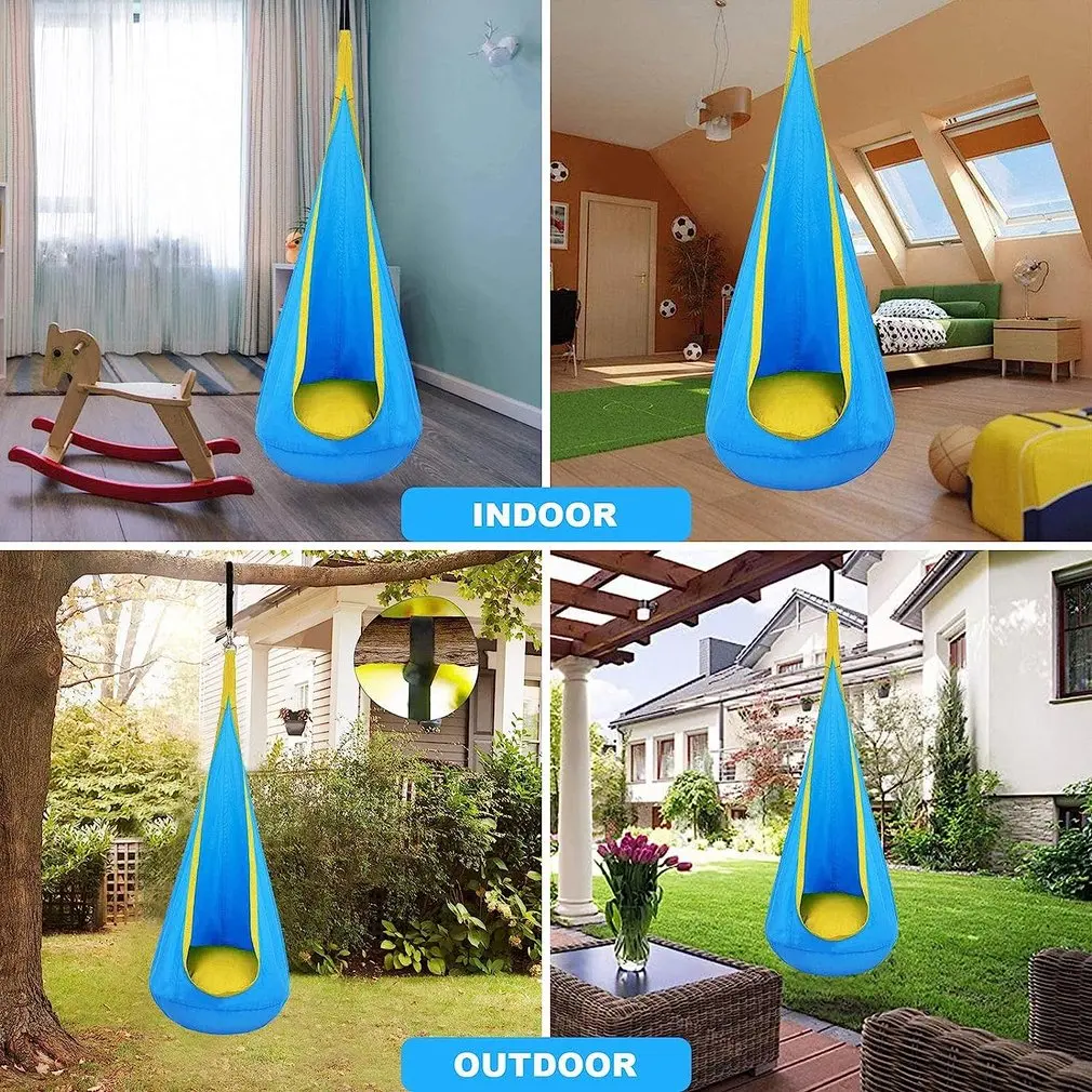 New Children's Hanging Chair Portable Parachute Cloth Swing Bed Indoor Courtyard Model with Inflatable Cushion Hanging Chair