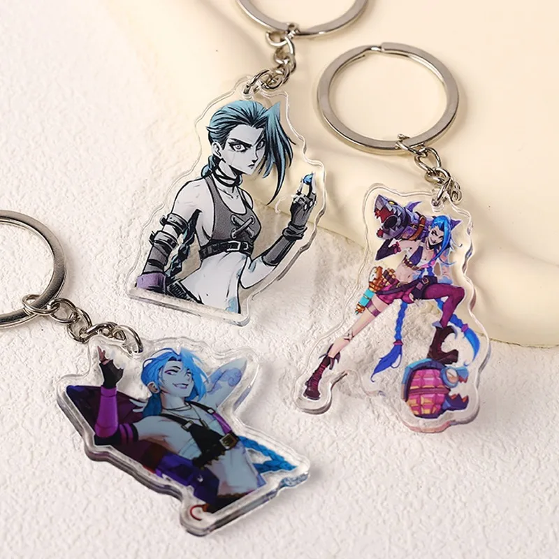 LOL Acrylic Keychain Jinx Anime Action Figures Key Chain Battle of The Two Cities Toys Party Bag Deskdop Decoration Friends Gift