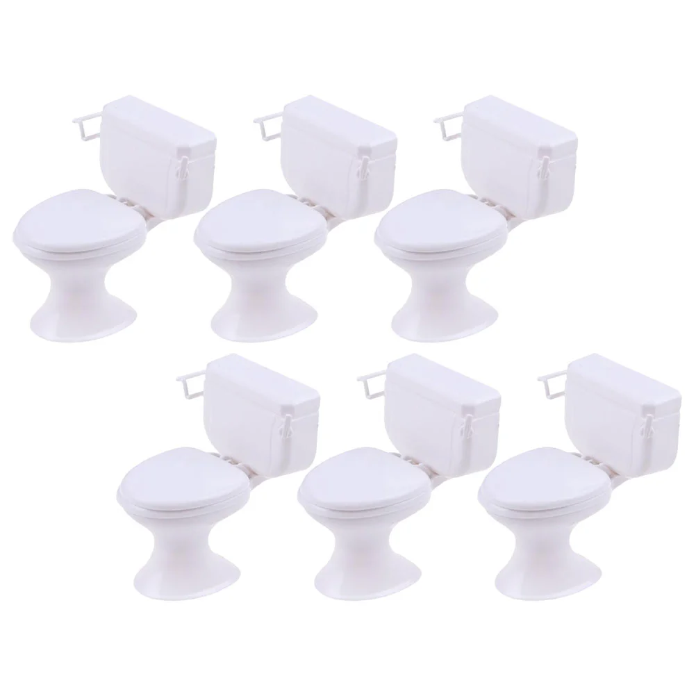 6 Pcs Miniature Toilet House Toys for Girls Dolls Accessory Realistic Infant Bathroom Accessories Fairy Furniture