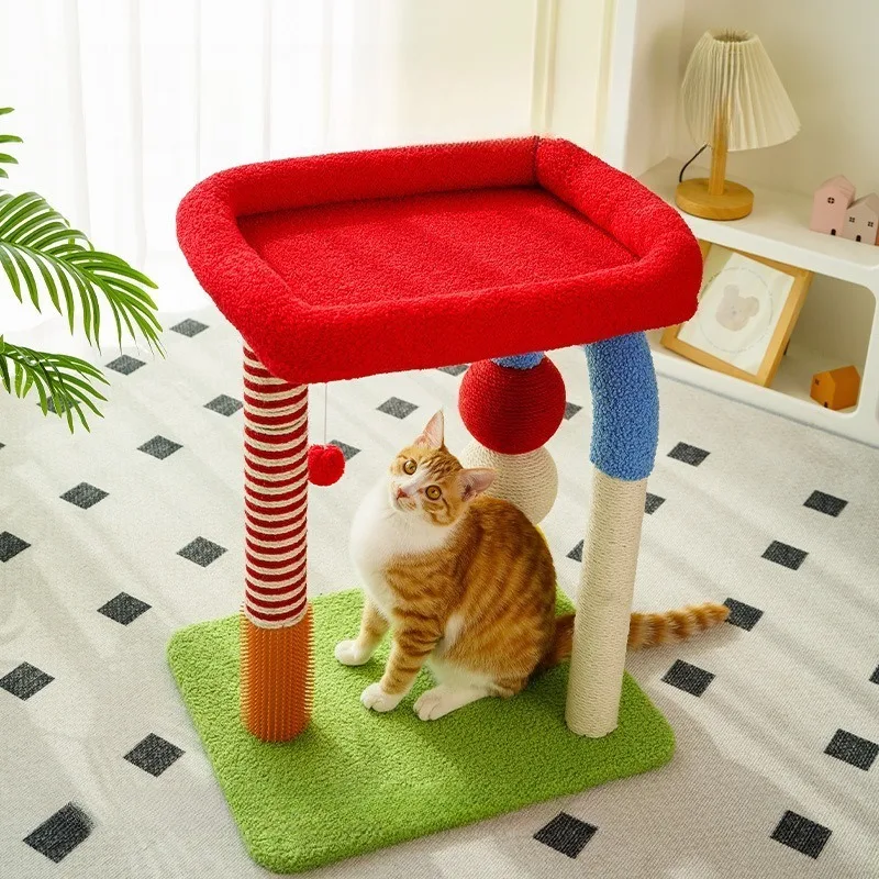 

Colorful Cat Climbing Frame Bed Sisal Jumping Platform Stand Cats Grasping Toy Pet Furniture Products Scratchers Accessories