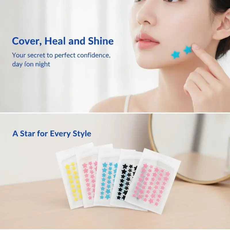 Colorful Star Hydrocolloid Acne Patches Fast Absorbing 24/40/51/52 Pcs Blemish Spot Cover for Travel Daily UseNew