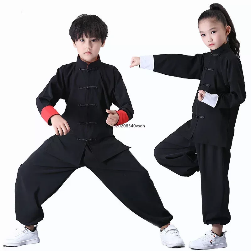 Kinder Kung Fu Uniform traditionelle chinesische Kleidung für Jungen Mädchen Wushu Kostüm Top Hosen Anzug Set Tai Chi Folk Stage Outfit