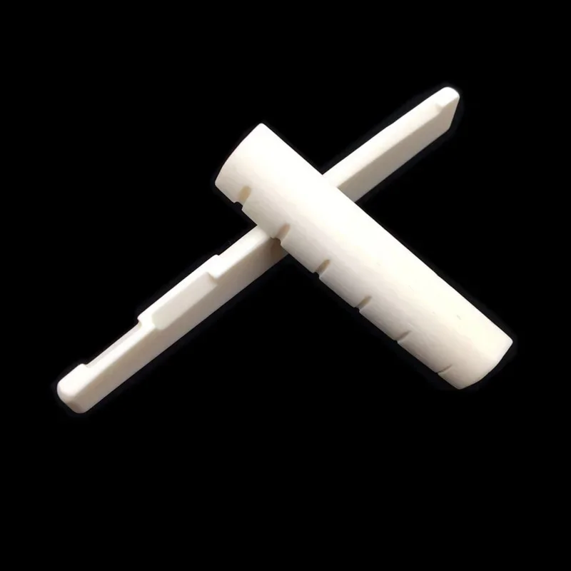 2 Sets of 4pcs Acoustic Guitar Bone Bridge Saddle and Nut Made of Real Bone