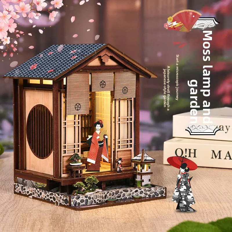 مصباح موس ومنزل DIY ثلاثي الأبعاد لغز ثلاثي الأبعاد مصنوع يدويًا نموذج لعبة إبداعي نموذج حامل كتب خشبي #1