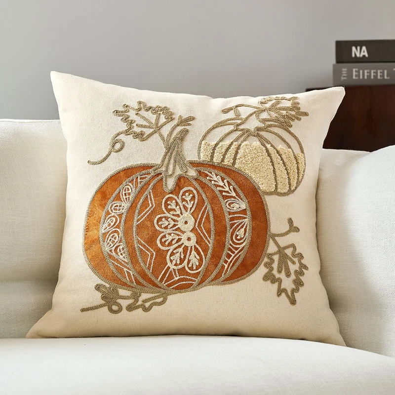 

Halloween Tufting Launches Pillowcases Thanksgiving Maple Pumpkin Square Pillowcases Home Living Room Party Diy DecorationAutumn