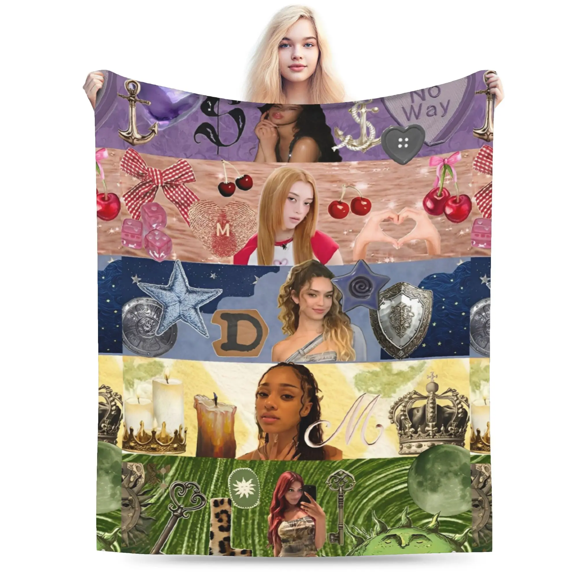 Katseyes Kpop Idol Blankets Flannel Korean Style Warm Throw Blanket for Bedding Couch Bedroom Quilt