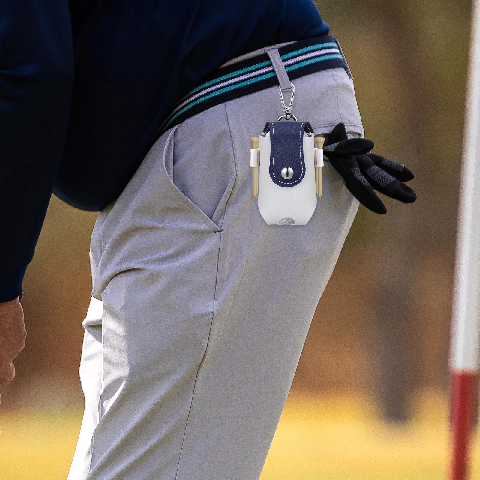 2pcs Reusable Golf Ball Holder Small Golf Tee Organizer Simple Shaped Bag Durable Elastic Waist Pack For Outdoor Golfing Ball