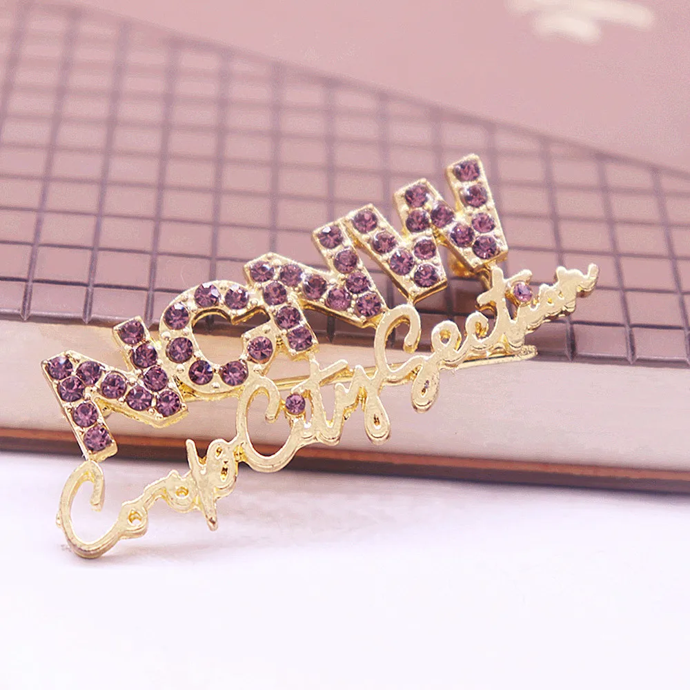 Metal Bling Purple Diamond Greek Letters Community Social NCNW Pin Women Brooch Jewelry