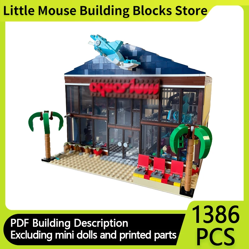 

Street View Model MOC Building Bricks Surfer Beach House Aquarium Modular Technology Gifts Holiday Assemble Children Toys Suit