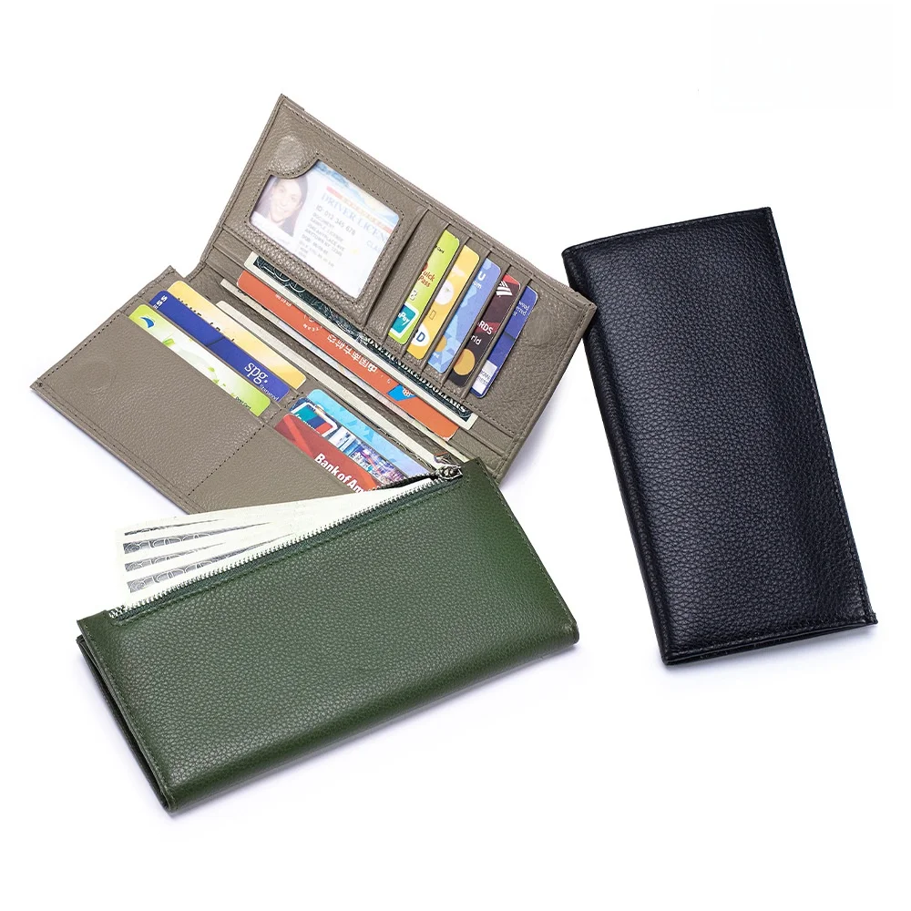 new-men's-leather-wallet-long-ultra-thin-casual-zipper-money-clip-mobile-phone-rfid-multi-card-slot-card-holder