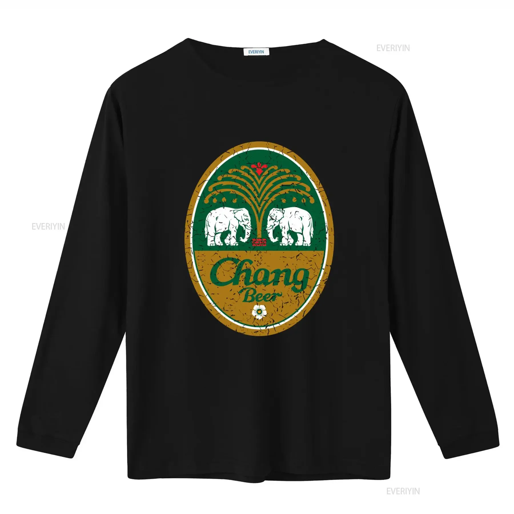 Chang Beer T Shirt Mens L Large XL Thailand Brewery Gray Logo Thai with Elephant Print Design vintage Washed Casual homme