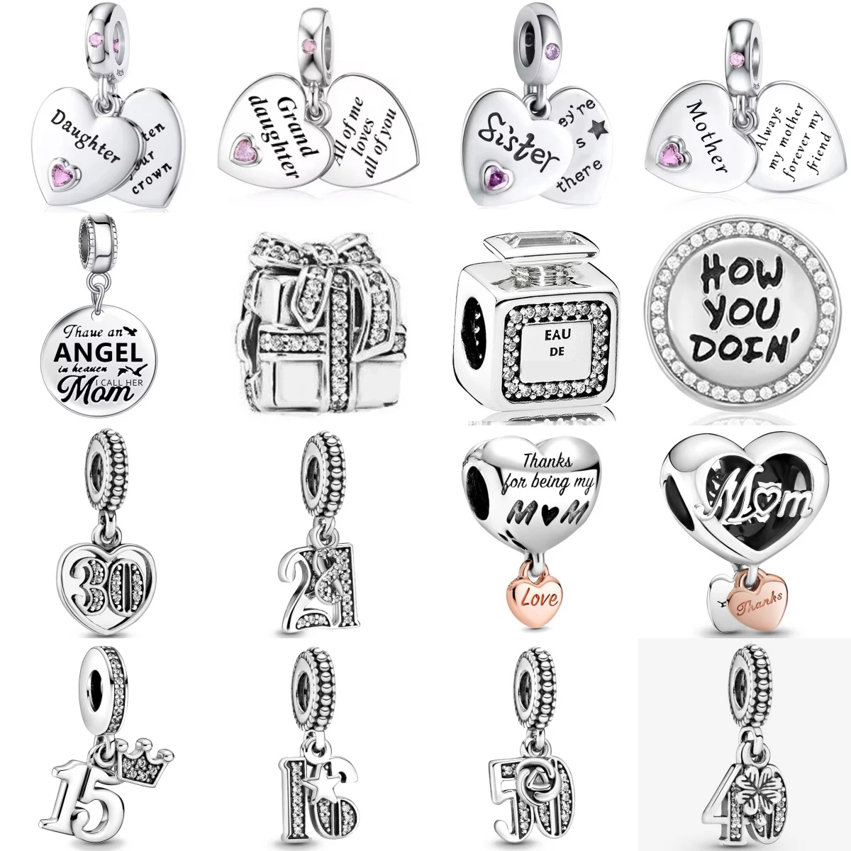 

New S925 Silver 15.16.60 Birthday Mother Friend Celebration Charm Pendant Fit for Original Bracelet DIY Women's Jewelry Gift