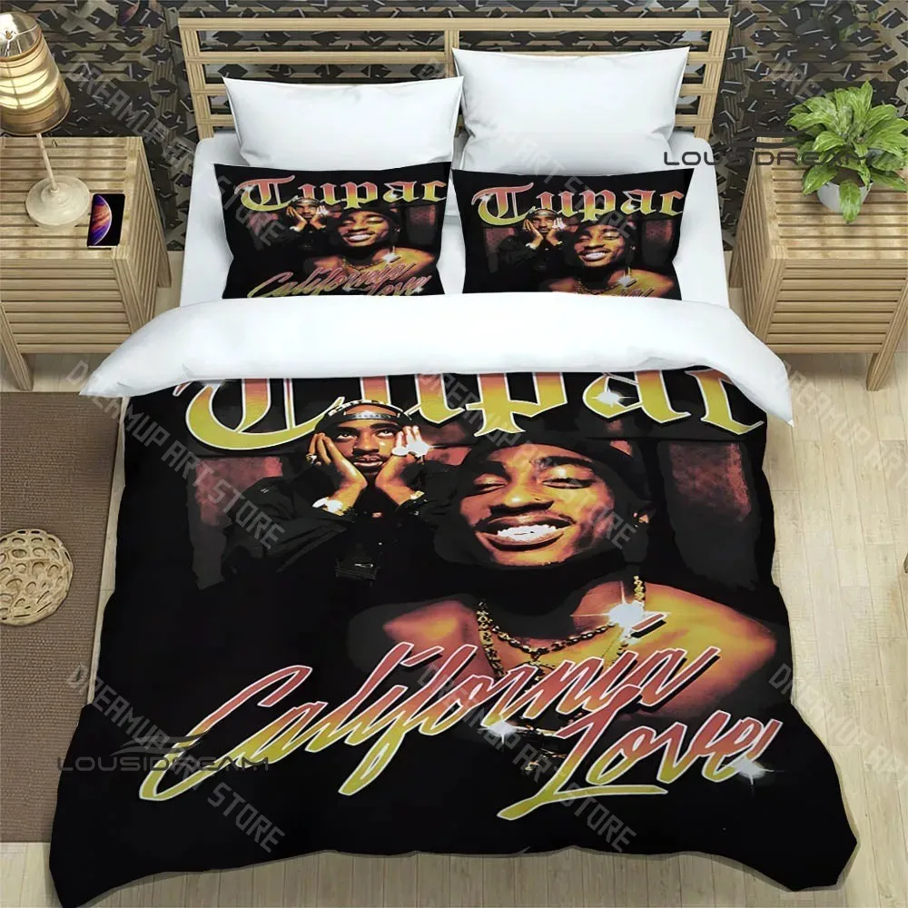 3D Printed 2 PAC Hip Hop Rapper Bedding Set for Boys Girls Duvet Cover Pillowcase Twin Queen King Full Single Double Sizes