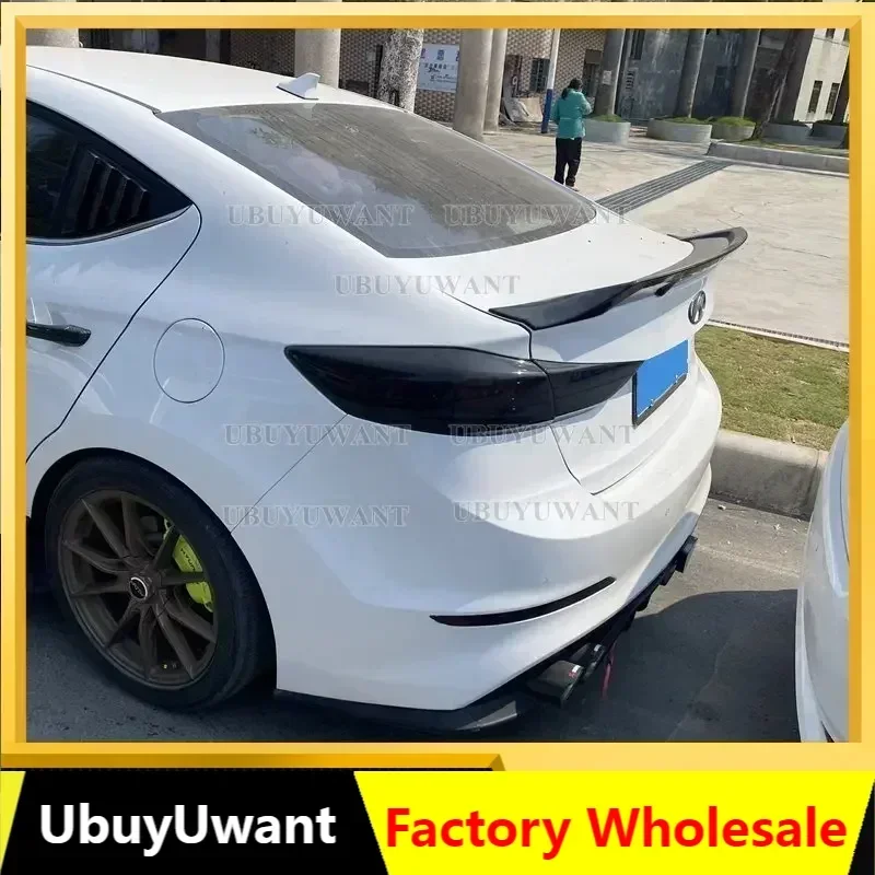 For Hyundai Elantra Spoiler 2017 2018 19 High Quality Carbon Fiber Spoiler Car Rear Wing Primer Color Rear Trunk Tail Fin Sports