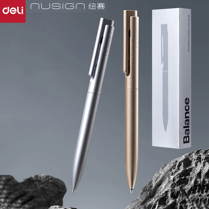 Deli NUSIGN 시그니처 펜 메탈릭 스프레이 페인트 배럴, 0.5mm 펜촉 속건성 비얼룩 볼펜, 고급 단순 선물 상자