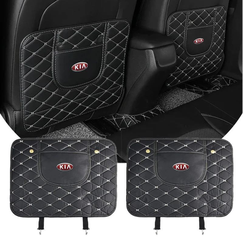 

PU Leather Car Anti-Kick Mats Auto Seat Back Protector Cover Styling For KIA rio ceed sportage cerato soul sorento k2 k5 flip