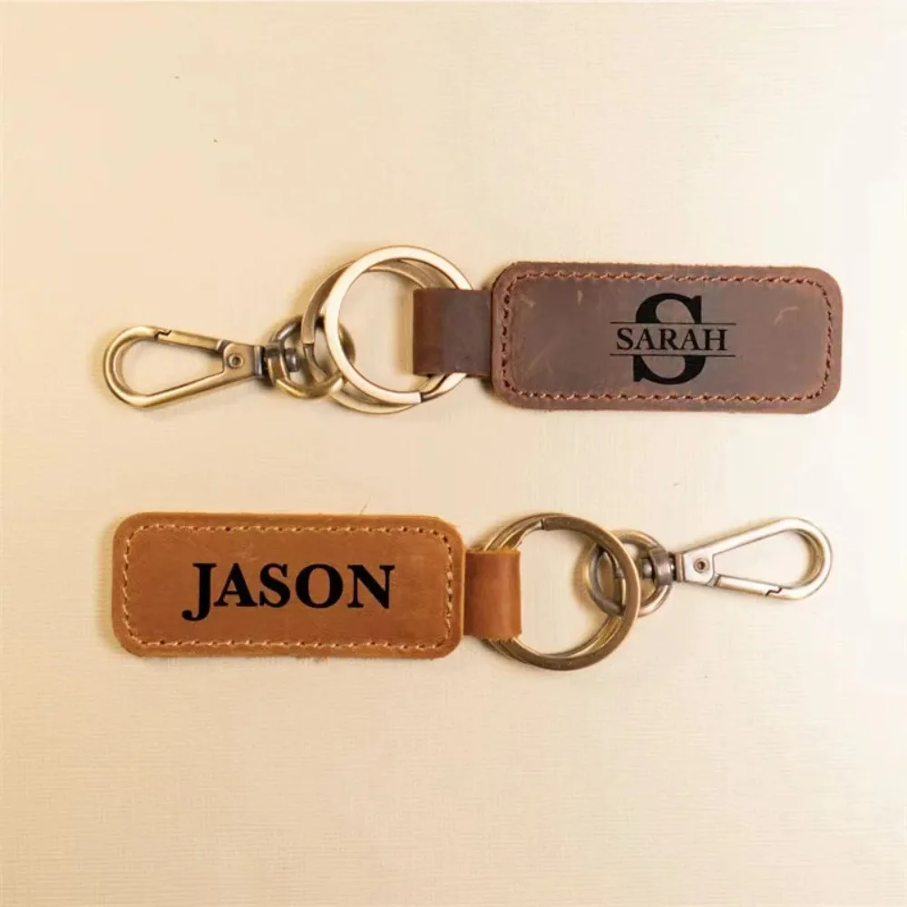 

Customized Car Logo PU Leather Keychain Laser Engrave Retro Vintage Keyring for Men and Women Personalize Key Chain Ring Gift