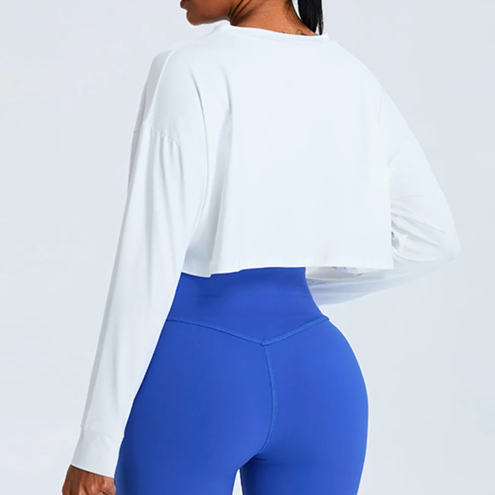 Mulheres soltas yoga manga comprida fitness topo solto casual esportes camiseta secagem rápida treino de manga comprida correndo roupas de fitness