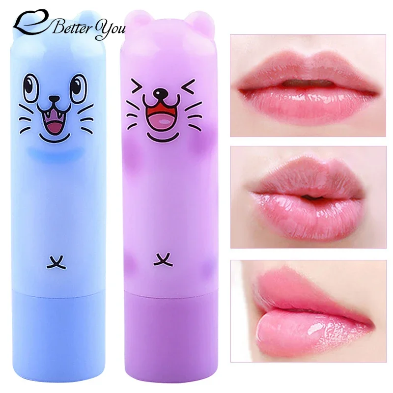 1PC Reinen natürlichen zutaten Feuchtigkeits Lippenstift Lip Balm Fix Trockenen Lippen Anti Aging Lange Anhaltende Tragbare Nette Cartoon Lip pflege