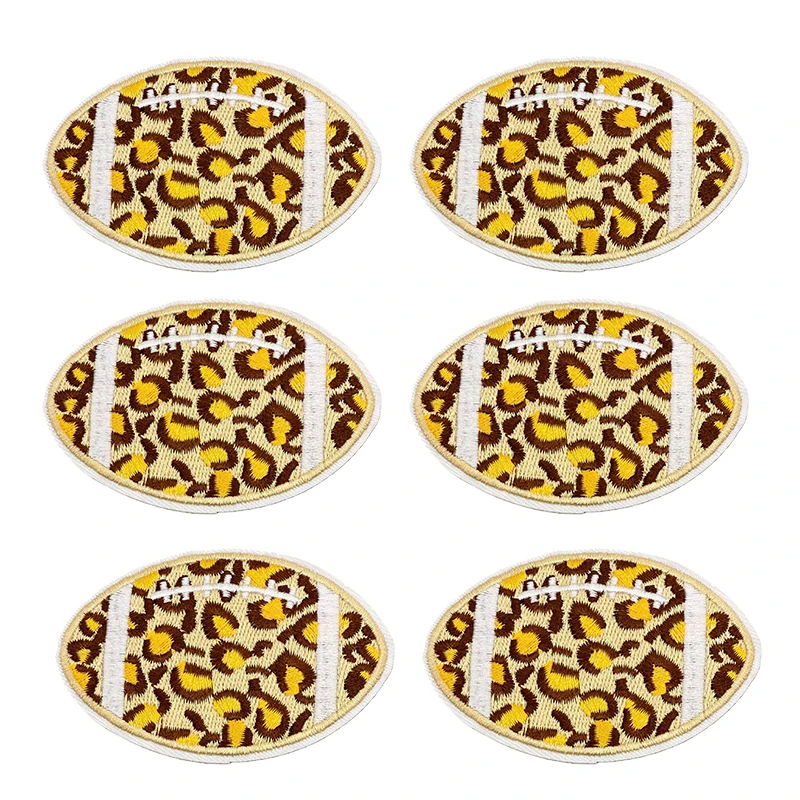 10PCS/Lots Leopard Print Football Embroidered Patch Iron On Patches For Clothing MAMA Baseball Patch Embroidery Sew Badges Patch view 6