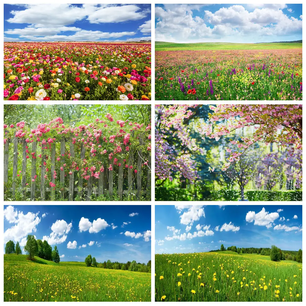 Natural Spring Photography Backdrops Jungle Blossom Flower Garden Forest Landscape Baby Birthday Background Decor Photo Studio