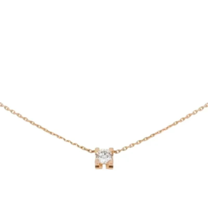 

Rose Gold Solitaire Diamond Necklace with Minimalist Square Setting