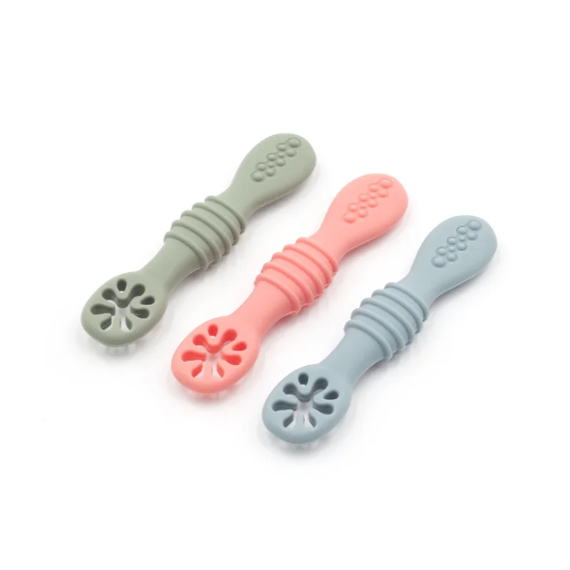 Baby Silicone Rice Paste Feeding Rice Spoon Baby Training Complementary Food Silicone Tableware Multi-color Optional