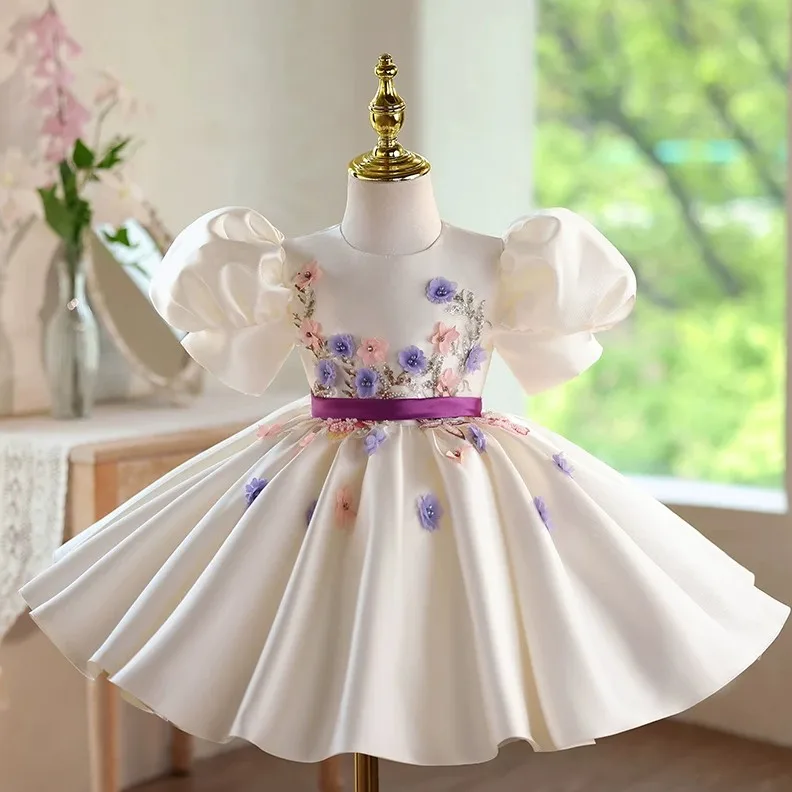 

High Quality Girls Evening Gown Host Piano Performance Costume Wedding Birthday Party Flower Girl Dresses A5004 Vestidos