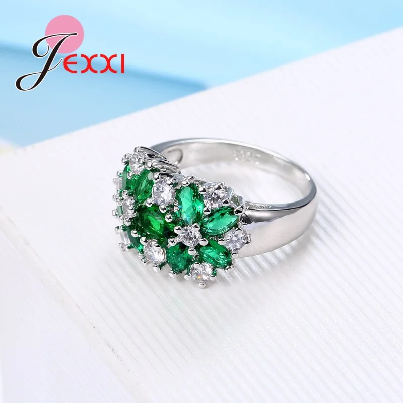 Decoration 925 Sterling Silver Color Sparkling Finger Rings Women Girls Brilliant CZ Crystal Wedding Engagement Ring Jewelry