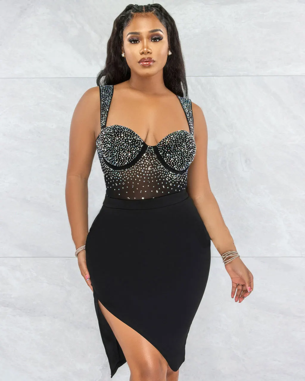 Rhinestone Dresses Mesh 2 Piece Skirt Sets 2023 Summer Women Clothes Luxury Evening Dress Sexy Elegant Two Piece Set Outfit