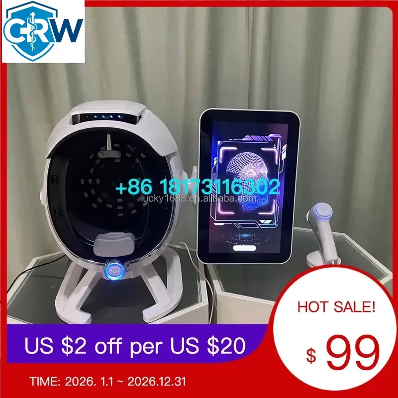 CRW High Precision 3D Analysis Machine AI Smart Facial Imaging Scanner with 8 Spectra for Care Deep Detection &