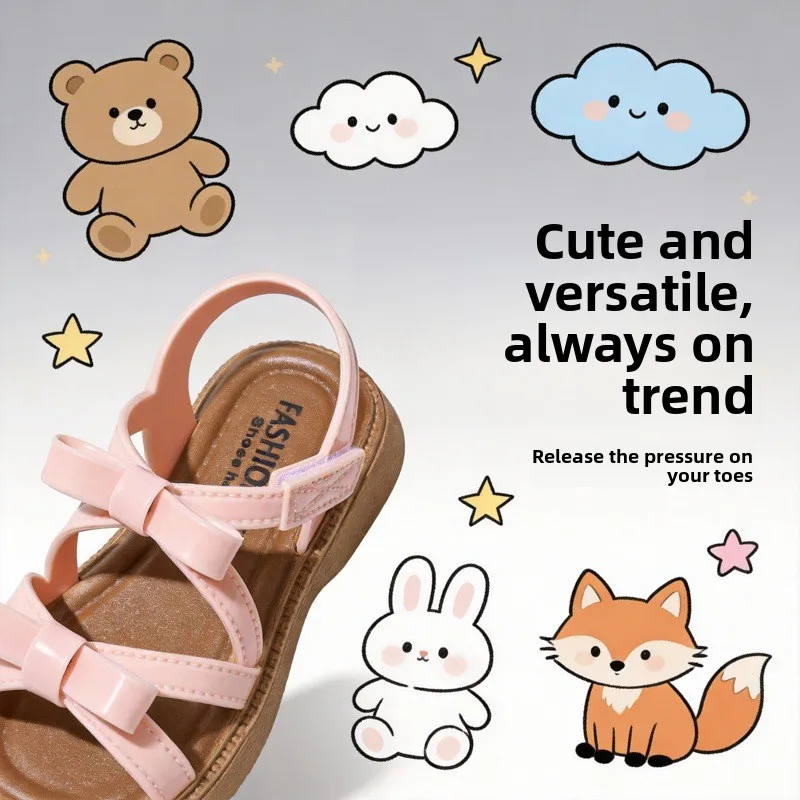 1-10 Jahre Mädchen-Sandalen Sommer Neue Coole Modische Prinzessinnen-Schuhe für Schülerinnen Flache Sandalen Freizeitschuhe – Detail 5