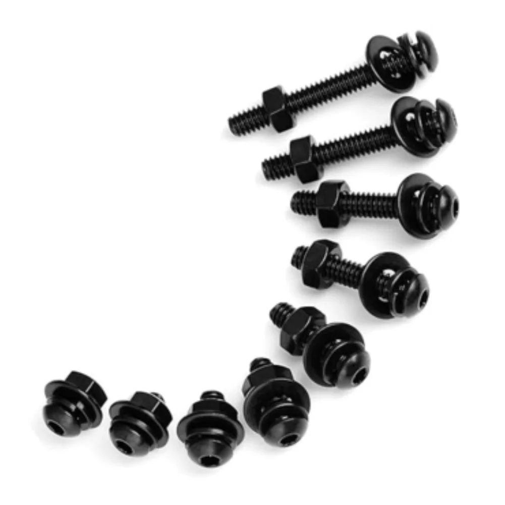 Hex Socket Round Head M6 Black Screws with Matching Nuts and Washers for Furniture Assembly Vehicle Repair and DIY Projects