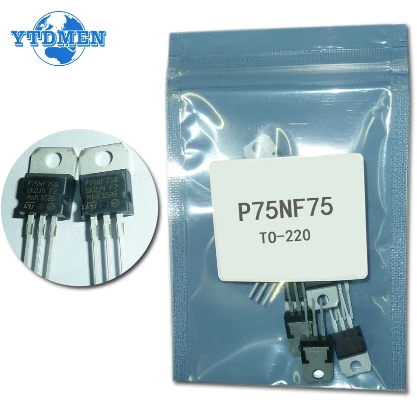 10PCS STP75NF75 Field Transistors 75v 80A P75NF75 TO-220 Power Mosfet Transistor Kit