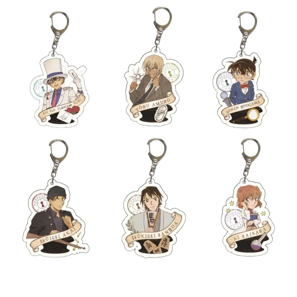 Japan Anime Detective Conan Keychain Conan Edogawa Haibara Ai Mouri Ran Cosplay Figures Acrylic Keychain For Women Jewelry Gift