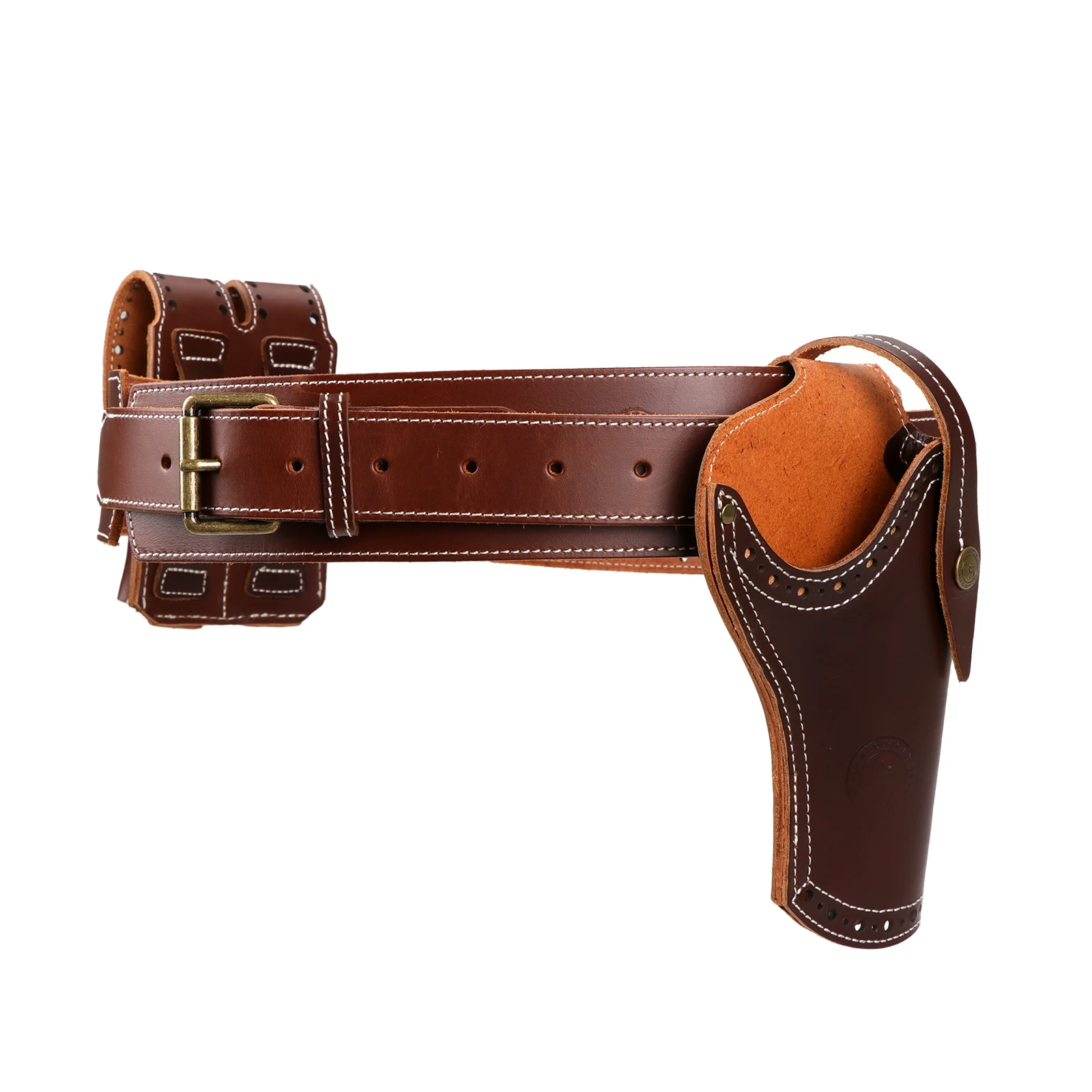 Tourbon Leather Handgun Belt Pouch Adjustable Pistol Holster Waist Bag with Two Bullet Clip Pockets Hunting Accessories