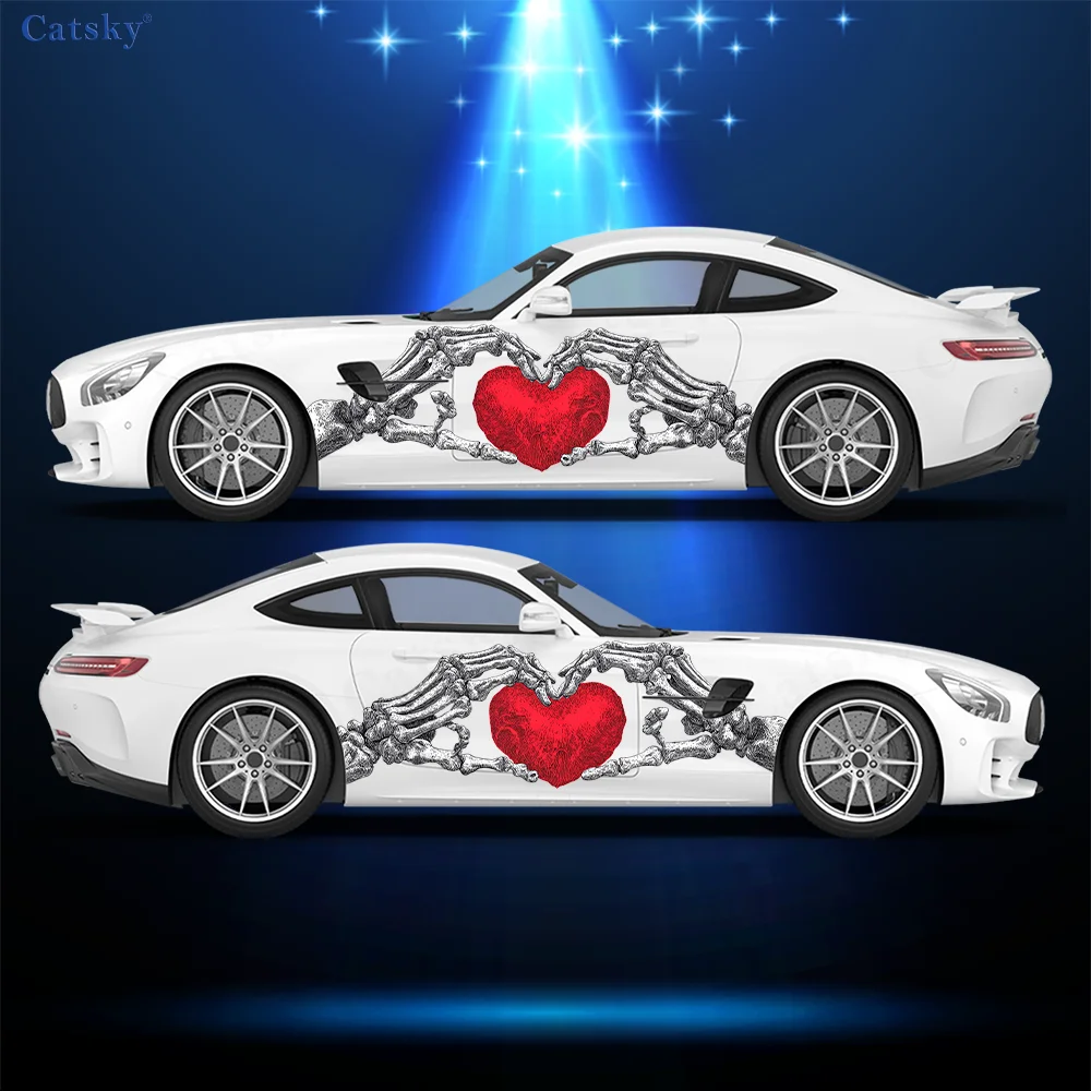 

Skeletal Hand Compared Heart Car Vinyl Wraps Decal Self-adhesive PVC Sticker Suitable for Trucks SUV Decor Auto Accessories Gift