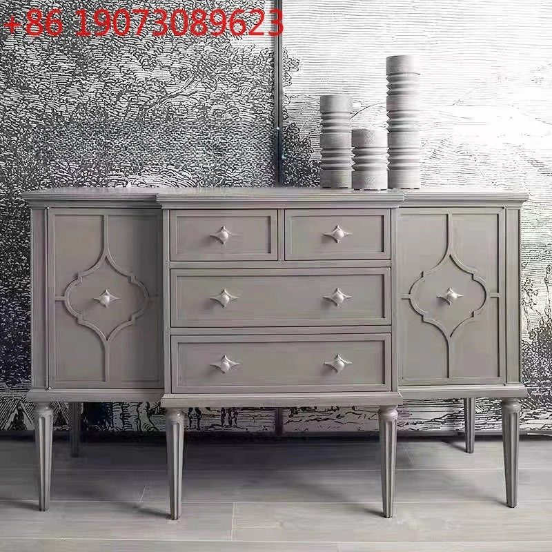 

Американский высококачественный обеденный боковой шкаф из цельного дерева в стиле ретро и старый высококачественный серый входной шкаф, легкий роскошный шкаф для хранения