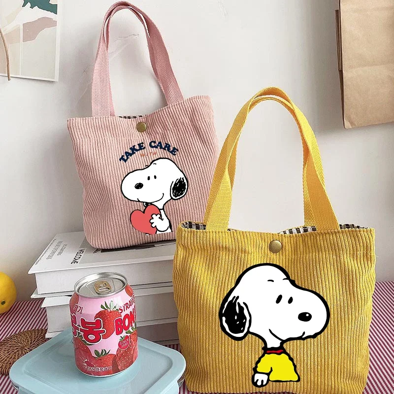 Snoopyed Modische Cord-Tragetaschen für Frauen Anime Cartoon Tragbare Handtasche Studenten Stylische Taschen Kinder Niedliche Beutel Geschenk