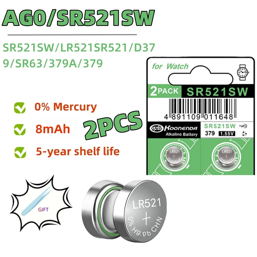 2-10PCS AG0 LR521 1.5V Knoop Batterijen SR521SW 379A 379 179 D379 SR63 Alkaline Knoopcel batterij voor Rekenmachines Speelgoed