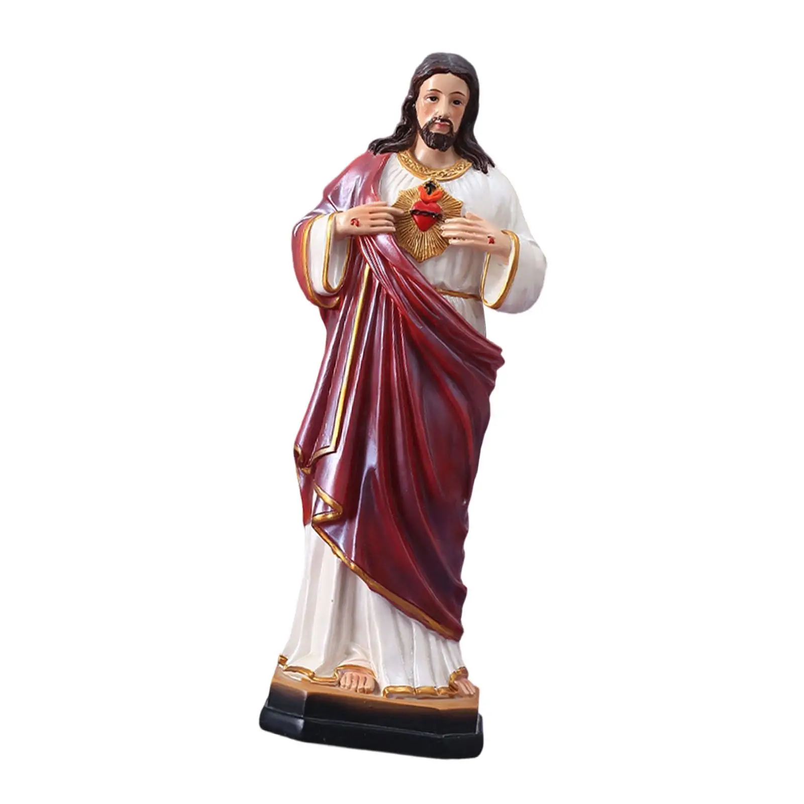 Hand Painted Jesus Christ Statue Retro Resin Figurine Elegant Religious Decoration for Home Altar Decor