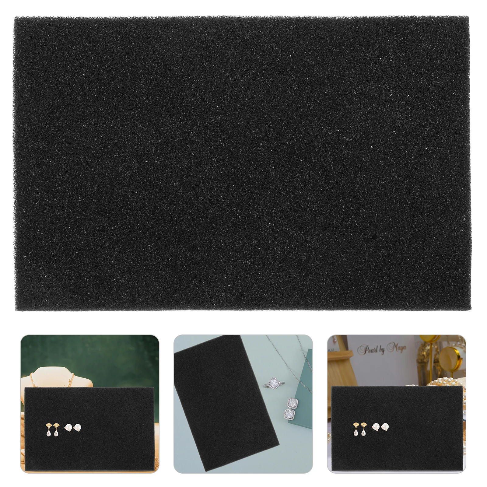 

1pc Jewelry Box Insert Pad Black Sponge Mat For Ring Earring Storage Display Organizer Jewelry Case Liner Replacement No Hole