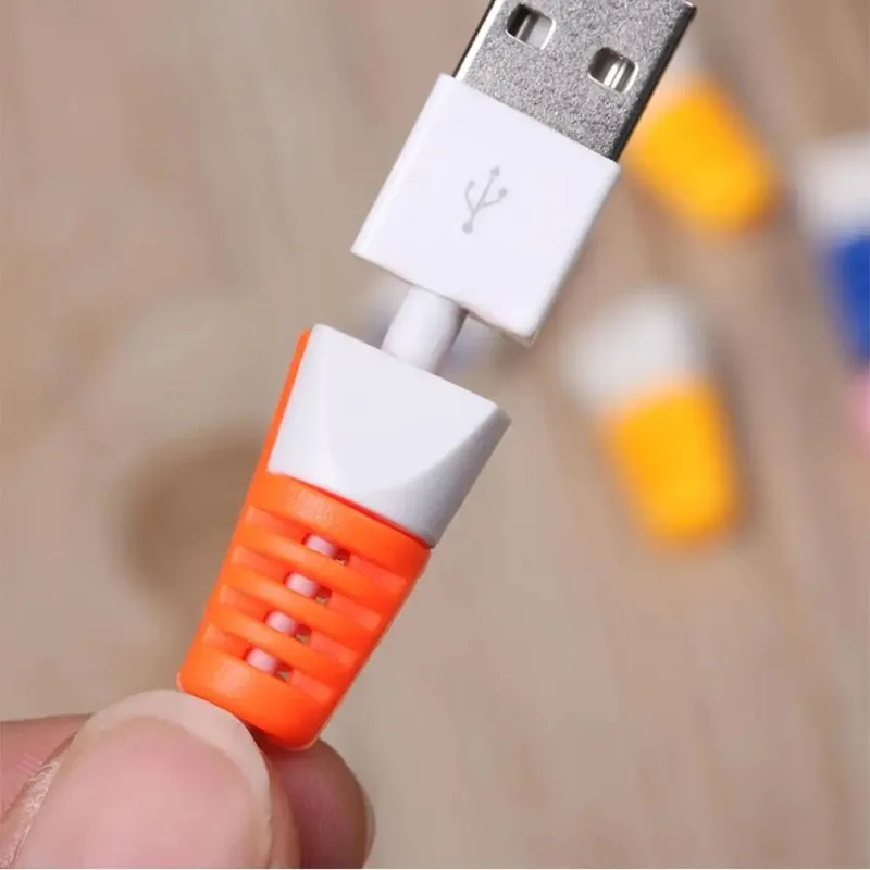 Uniwersalna Osłona Kabla do Telefonu Komórkowego Kreatywna Gumowa Osłona Wtyczki USB Antyprzebiciowa Akcesoria Biurkowe