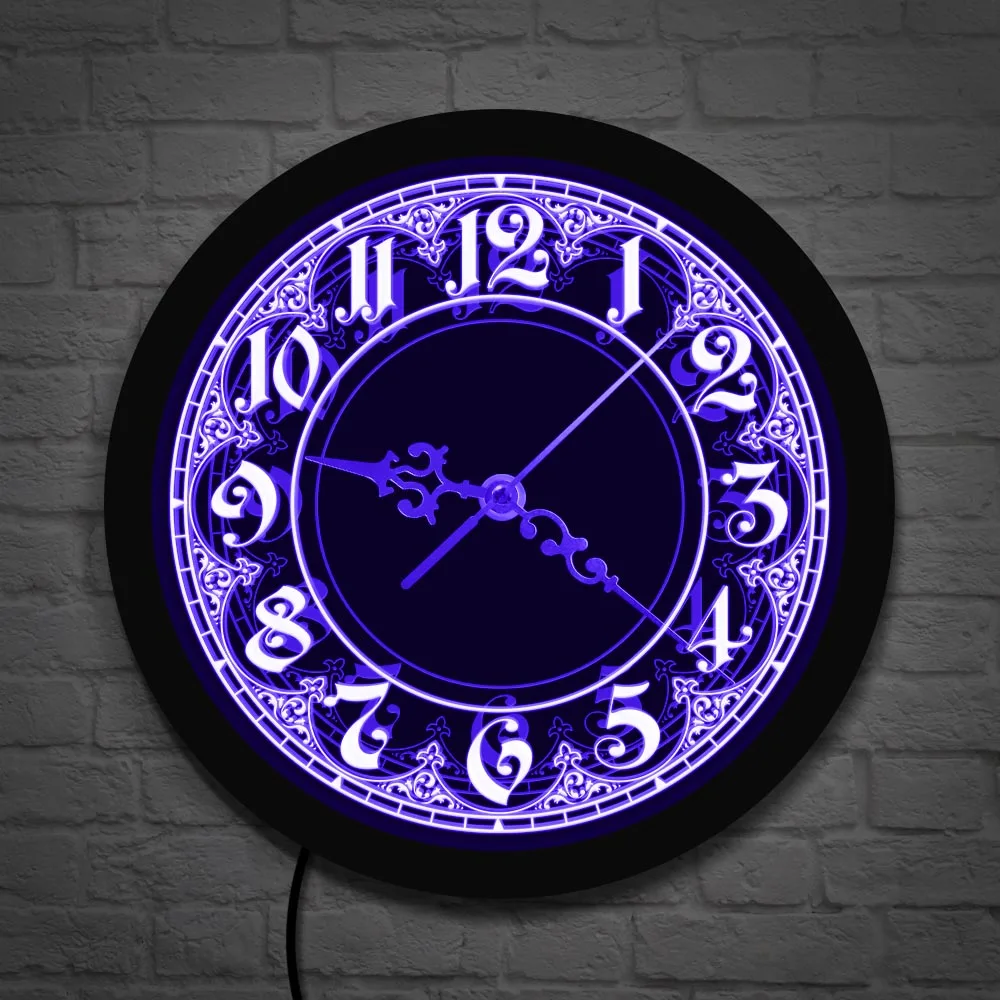 Modern Style LED Wall Clock With Big Numbers Home Decor Arabic Numerals Vintage Design Illuminated Wall Clock Led Wall Sign