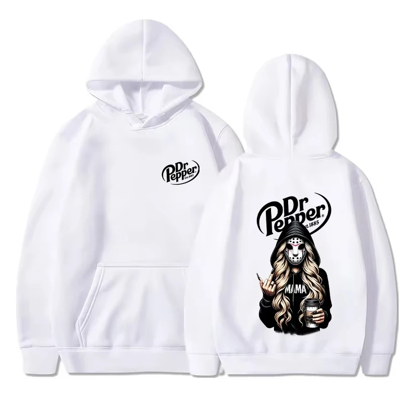 2026 New Cool Killer Mama Dr Pepper Halloween Harajuku Print Men's and Women's Casual Fashion Hooded Long-Sleeved