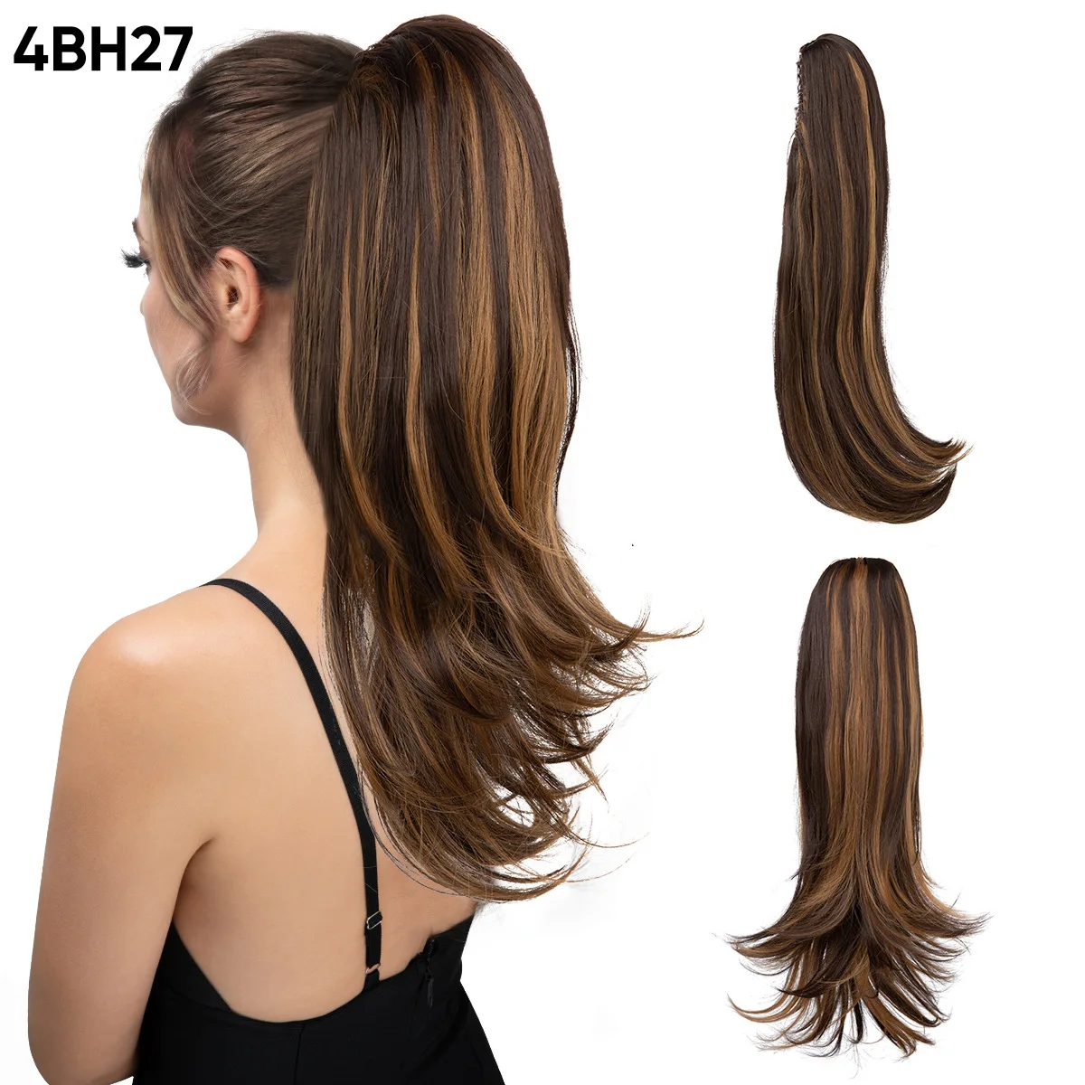 Dual Purpose Design Wig, Claw Clip Bun, Long Style, Slightly Curled Ponytail Hairstyle, Novel, 35cm