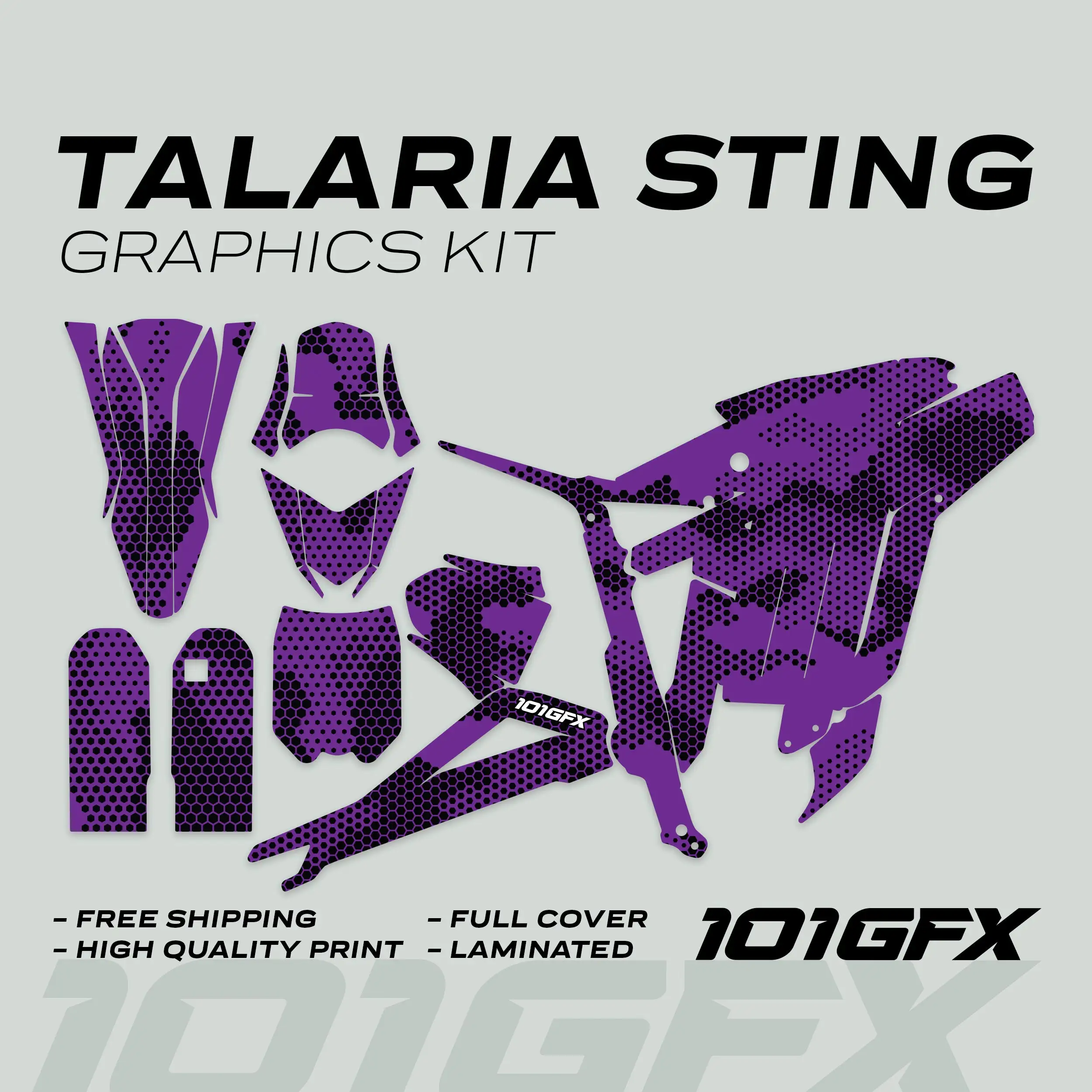 Graphics Kit HEXOCAM PURPLE Decals Stickers Laminated Camo hexagonal honeycomb modern wrap eBike Emoto For Talaria Sting MX3 MX4