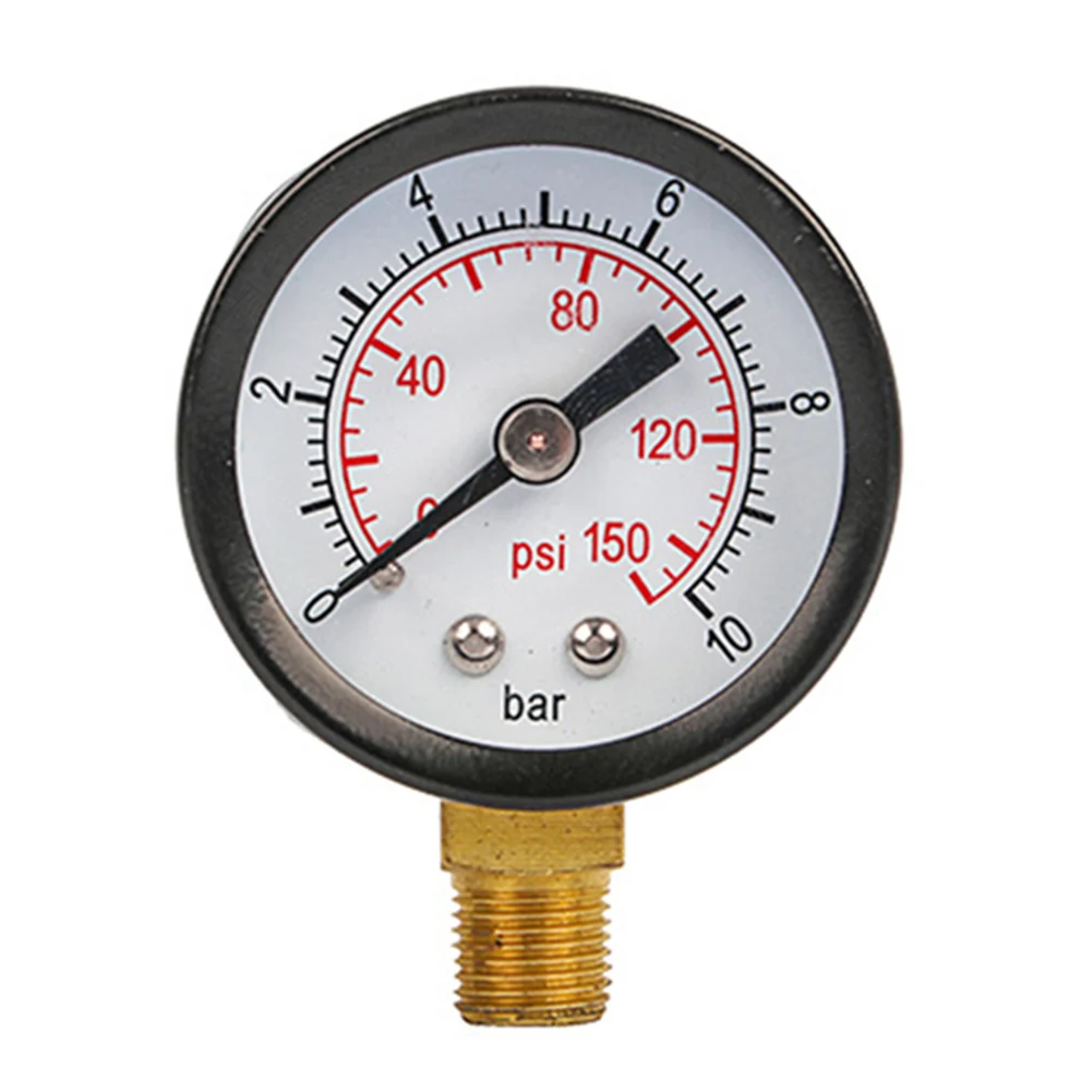 1pc Filter Pressure Gauge Oil-water Separator Pressure Gauge Vacuum Gauge Dual Measurement Units With 10mm Brass Adapter